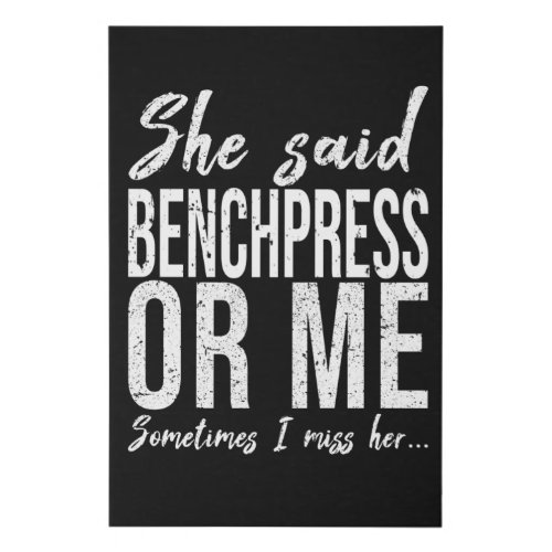 Benchpress funny sports gift faux canvas print