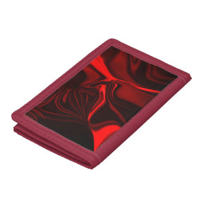 Bend and folds red nickeled on dark fund tri-fold wallet