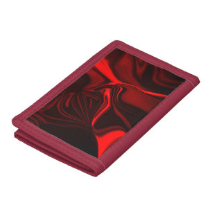 Bend and folds red nickeled on dark fund trifold wallet