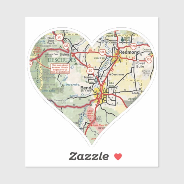 Bend and Redmond OR Map Sticker (Sheet)