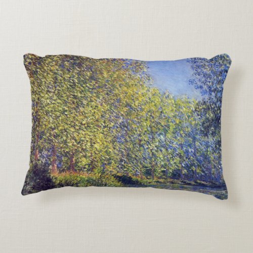 Bend in Epte River near Giverny by Claude Monet Accent Pillow