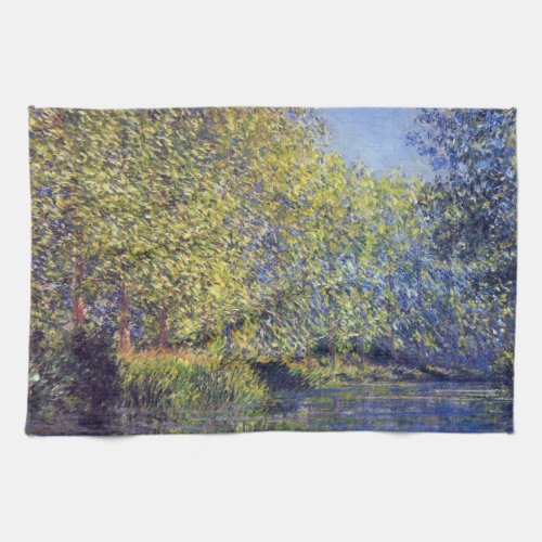 Bend in Epte River near Giverny by Claude Monet Kitchen Towel