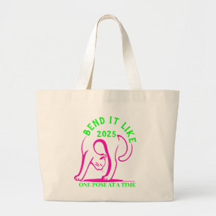 Bend It Like 2025: Yoga Cat Fun Large Tote Bag