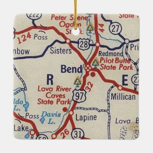 Bend OR Vintage Map Ceramic Ornament