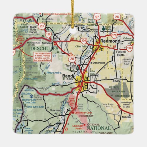 Bend OR Vintage Map Ceramic Ornament