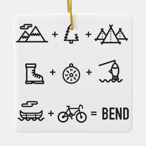 Bend Oregon Activities Equation Logo Ceramic Ornament