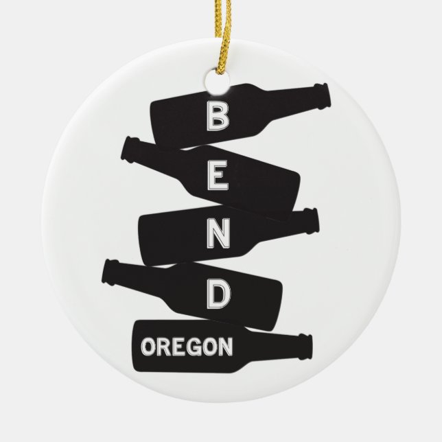 Bend Oregon Beer Bottle Stack Logo Ceramic Ornament (Front)