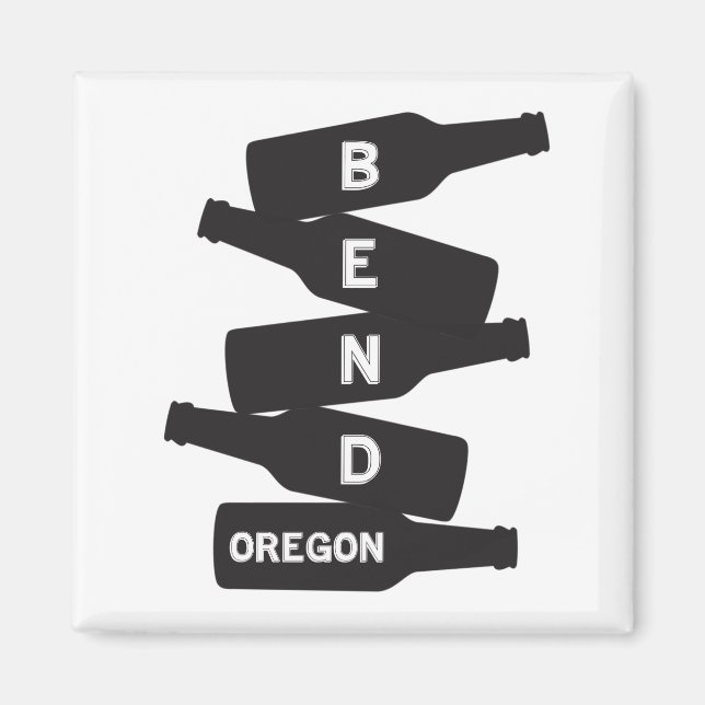 Bend Oregon Beer Bottle Stack Logo Magnet (Front)