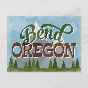 Bend Oregon Fun Retro Snowy Mountains Postcard