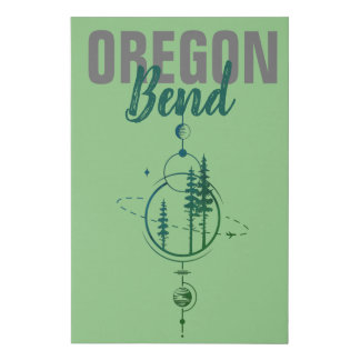 Bend Oregon Geometric Planets & Trees Faux Canvas Print