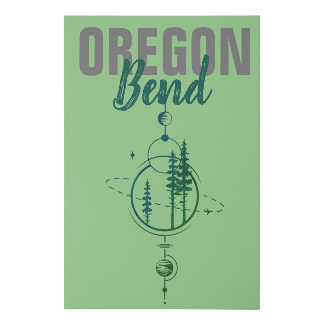 Bend Oregon Geometric Planets &  Trees   Faux Canvas Print (Front)