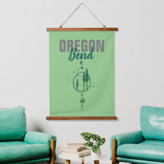 Bend Oregon Geometric Planets & Trees Hanging Tapestry