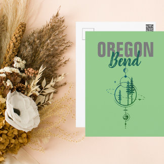 Bend Oregon Geometric Planets & Trees Postcard