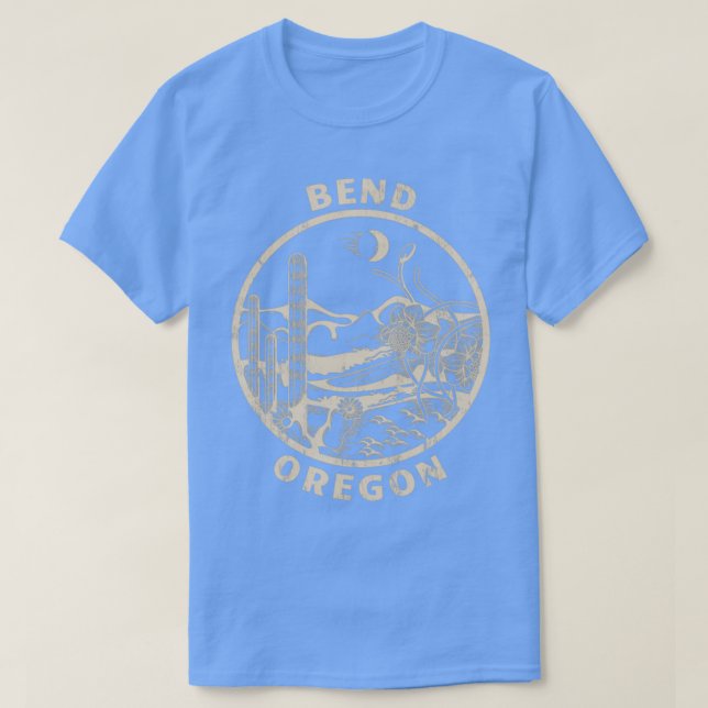 Bend Oregon Linocut Distressed Desert Illustration T-Shirt (Design Front)