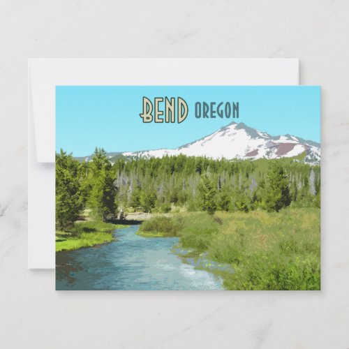Bend Oregon Mountain River Forest Flat Card