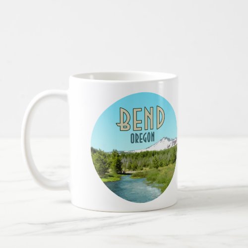 Bend Oregon Mountain River Forest Vintage Coffee Mug