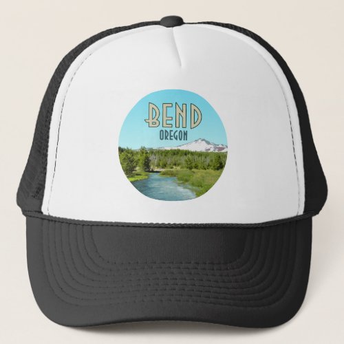 Bend Oregon Mountain River Forest Vintage Trucker Hat