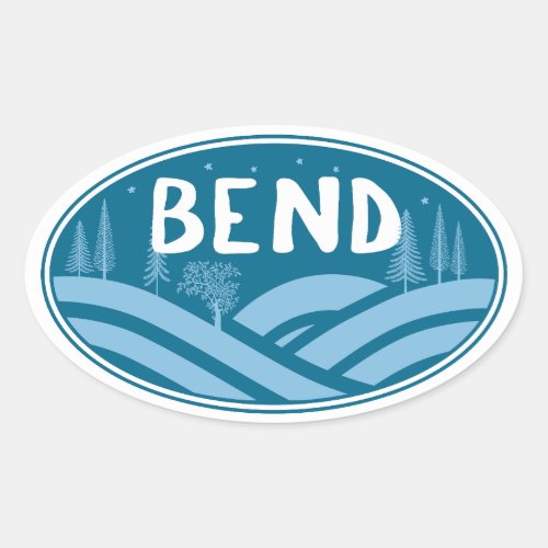 Bend Oregon Outdoors Oval Sticker