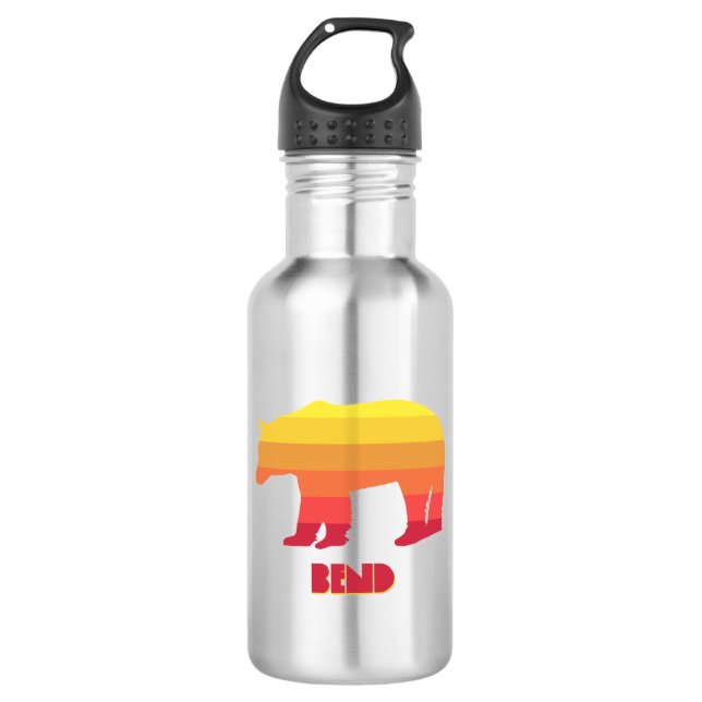 Bend Oregon Rainbow Bear Stainless Steel Water Bottle (Front)