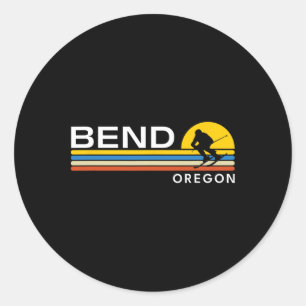 Bend Oregon Skiing Vintage Retro Souvenirs Classic Round Sticker