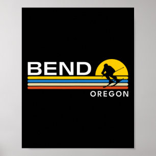 Bend Oregon Skiing Vintage Retro Souvenirs Poster
