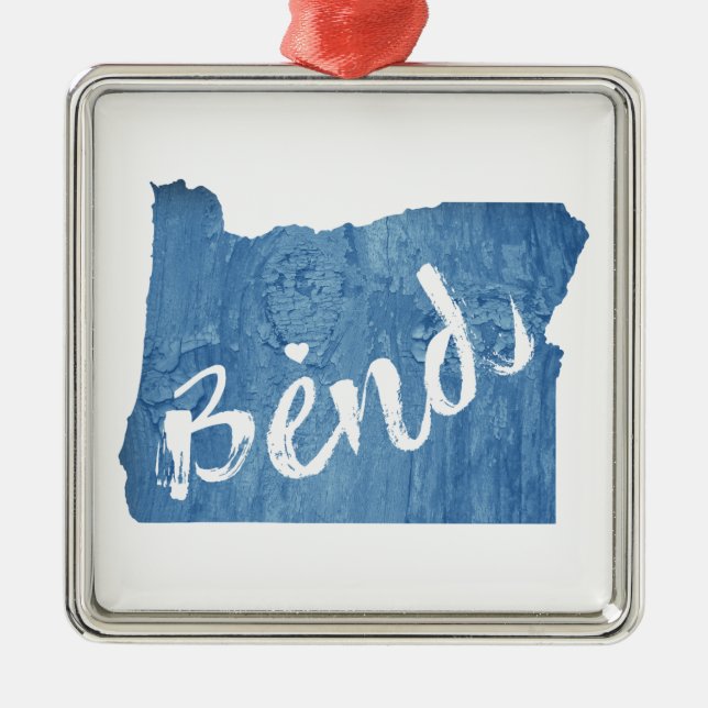 Bend, Oregon Wood Grain Metal Ornament (Front)