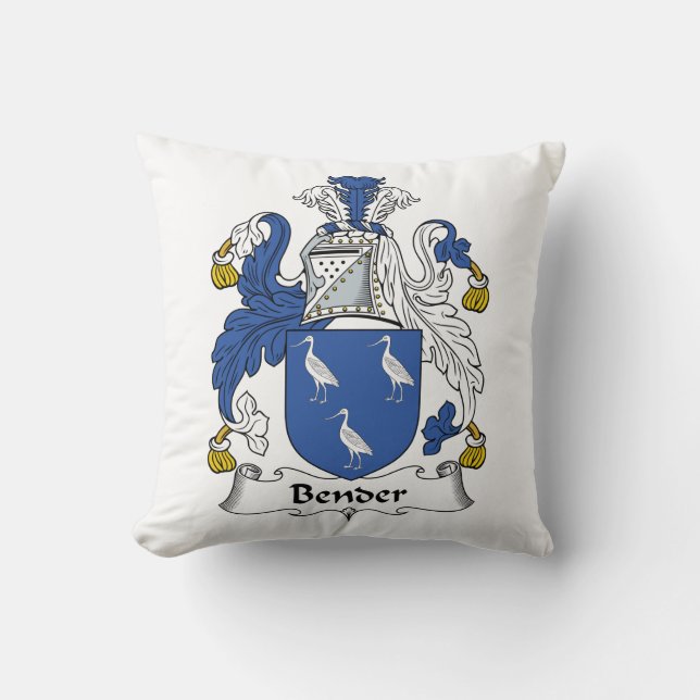 Bender Family Crest Throw Pillow (Front)