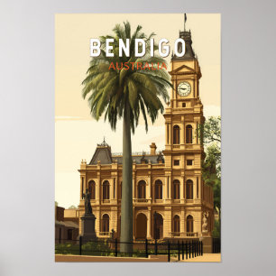 Bendigo Australia Travel Art Vintage Poster