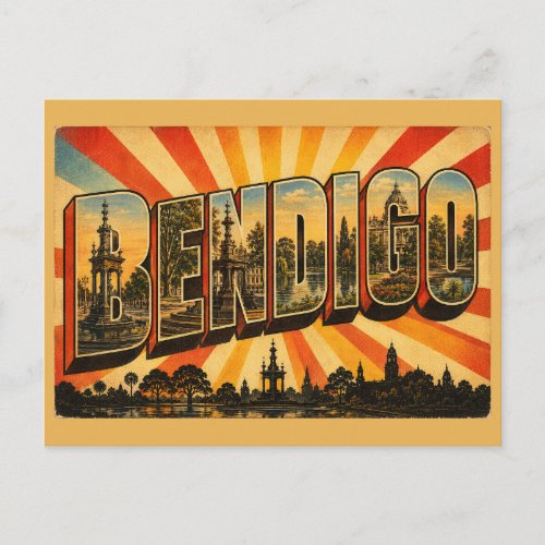 Bendigo Victoria Australia Gold Mining Heritage Postcard