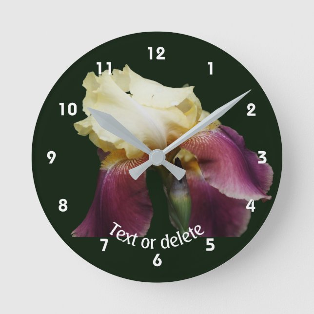 Bending Bearded Iris Flower Personalized   Round Clock (Front)