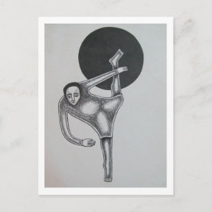 Bending Figure and Black Circle by Hassan Wahba Postcard