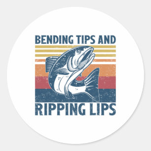 Bending Tips And Ripping Lips Vintage Funny Salmon Classic Round Sticker