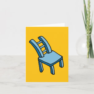 Bendy Blue Chair Cartoon Illustration Folded Note Card