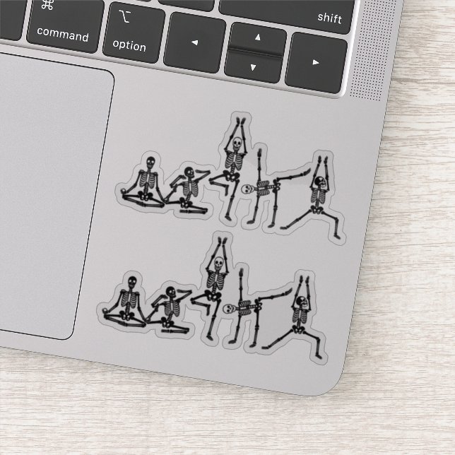 Bendy Funny Yoga Skeletons - 2pc Vinyl Statement Sticker (Detail)