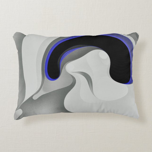 Beneath the Blue: Abstract Gray, Black & Blue Accent Pillow (Front)