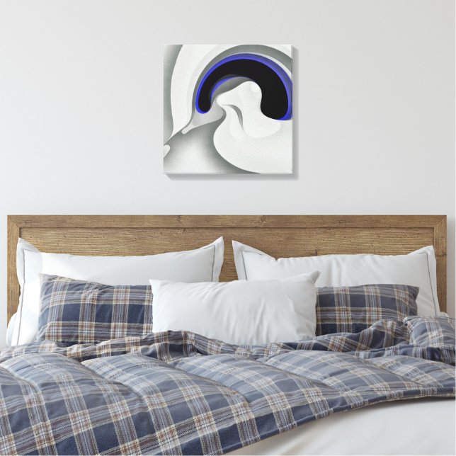 Beneath the Blue: Abstract Gray, Black & Blue Canvas Print (Insitu(Bedroom))