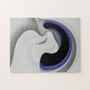 Beneath the Blue: Abstract Gray, Black & Blue Jigsaw Puzzle