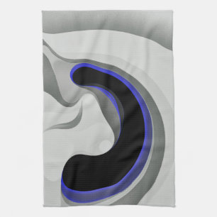 Beneath the Blue: Abstract Gray, Black & Blue Kitchen Towel