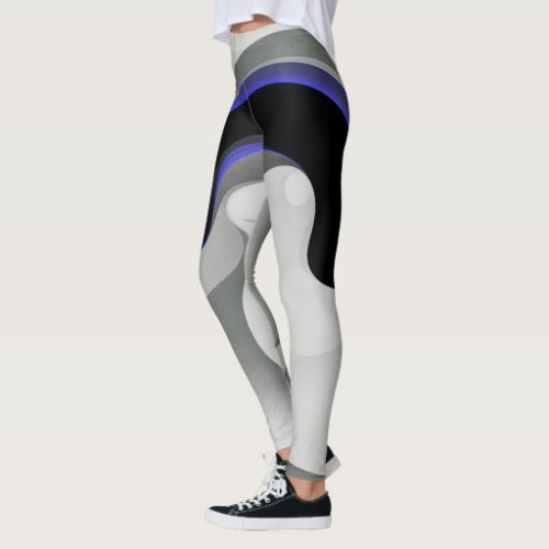 Beneath the Blue Abstract Gray Black  Blue Leggings