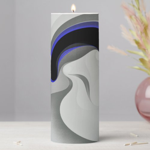 Beneath the Blue Abstract Gray Black  Blue Pillar Candle