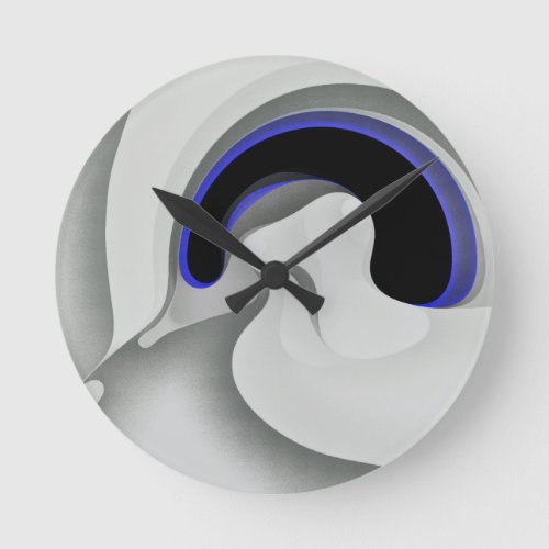 Beneath the Blue Abstract Gray Black  Blue Round Clock