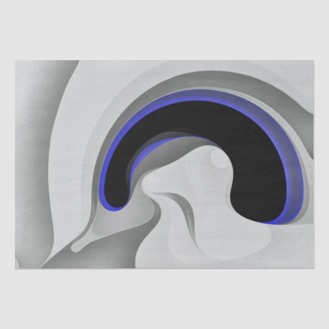 Beneath the Blue: Abstract Gray, Black & Blue Tissue Paper (Front)