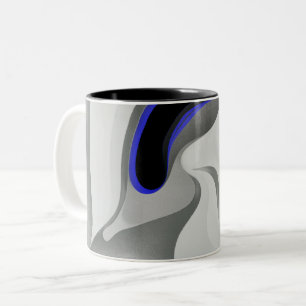 Beneath the Blue: Abstract Gray, Black & Blue Two-Tone Coffee Mug