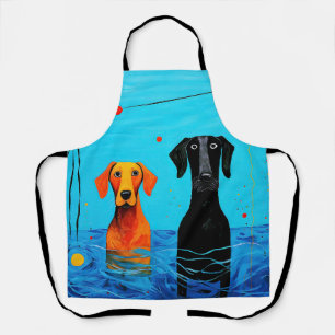 Beneath the Blue Horizon - Surreal Colourful Dogs Apron