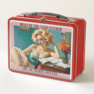 Beneath This Calm Exterior Anxious Potato - Funny Metal Lunch Box