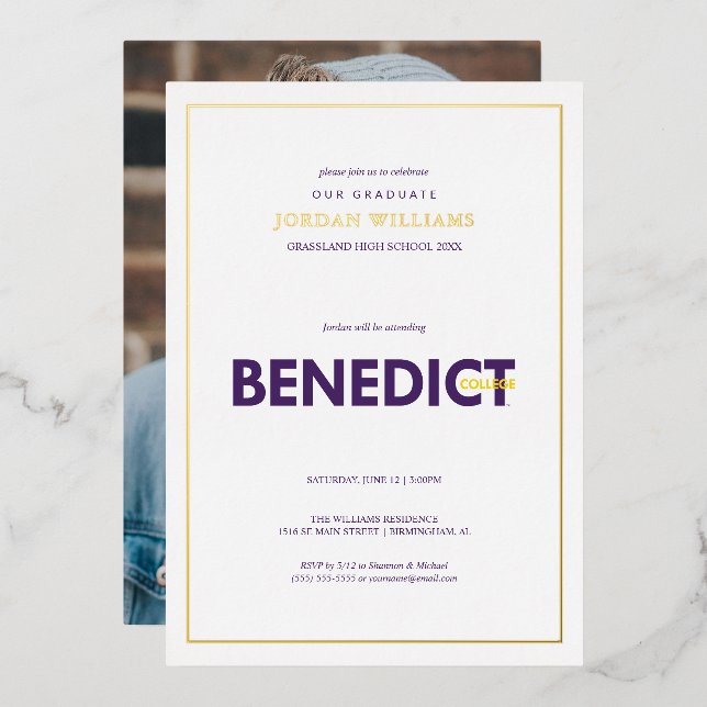 Benedict College Graduation Foil Invitation (Front/Back)