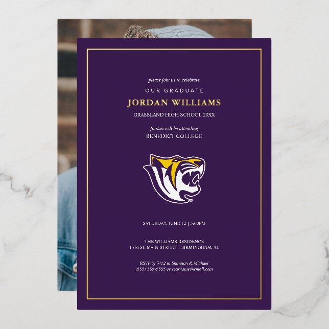 Benedict College Graduation Foil Invitation (Front/Back)