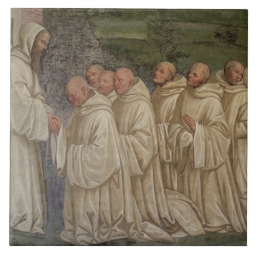 Benedictine Monks from the Life of St Benedict  Tile