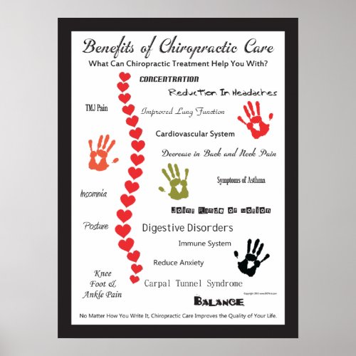 Benefits of Chiropractic Care Heart Spine Poster