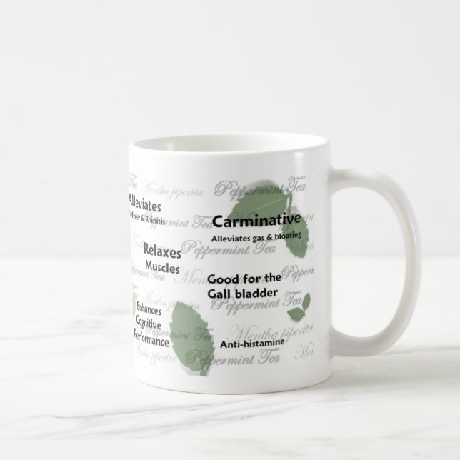 Benefits of Peppermint Tea Mug (leaf design) (Right)